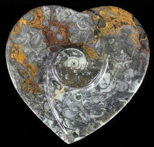 Heart Shaped Fossil Goniatite Dish #61271